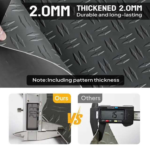 Alt view image 2 of 6 - 7.5 X 17 FT Garage Floor Mat,Thickened Double Diamond Plate Garage Floor Covering, PVC Garage Flooring Roll for Under Car,Garage, Warehouse, Gyms, Trailer
