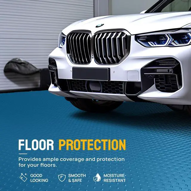 Alt view image 2 of 6 - 7.5x17 FT Garage Floor Mat for Under Car,Thickened PVC Roll Floor mats,Waterproof Non Slip Parking Mat,Blue