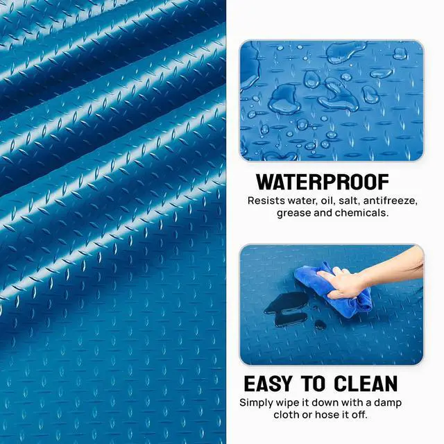 Alt view image 5 of 6 - 7.5x17 FT Garage Floor Mat for Under Car,Thickened PVC Roll Floor mats,Waterproof Non Slip Parking Mat,Blue