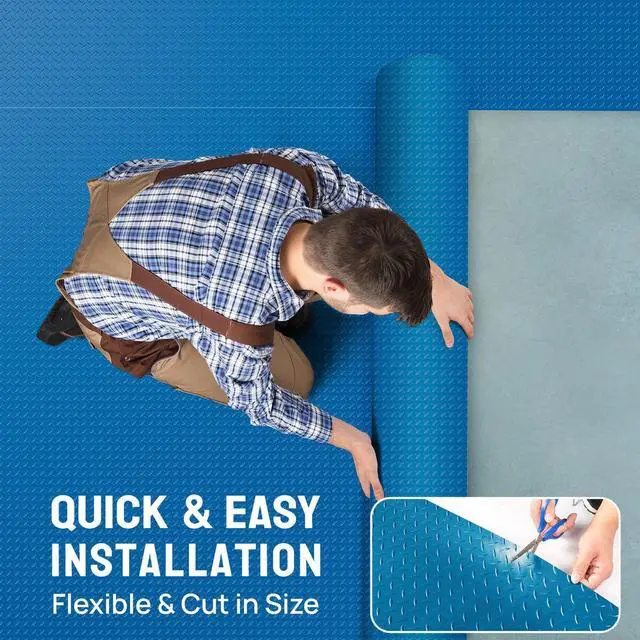 Alt view image 6 of 6 - 7.5x17 FT Garage Floor Mat for Under Car,Thickened PVC Roll Floor mats,Waterproof Non Slip Parking Mat,Blue