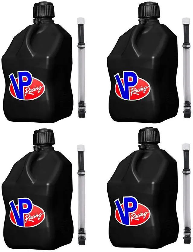 Main image of 5.5 Gallon Square Motorsport Jug Black with Deluxe Filler Hoses (4 Pack)