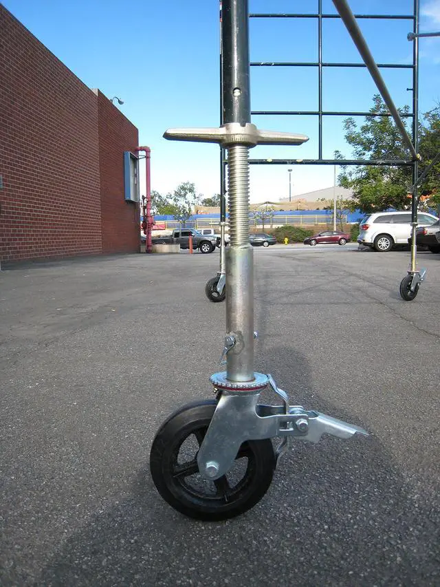 Alt view image 6 of 6 - A Set of 4 Wheel 8" Caster with Cast Iron Hub 1 3/8" Caster Wheel With 2 Lock-in Brakes Scaffolding Rolling Tower CBM1290