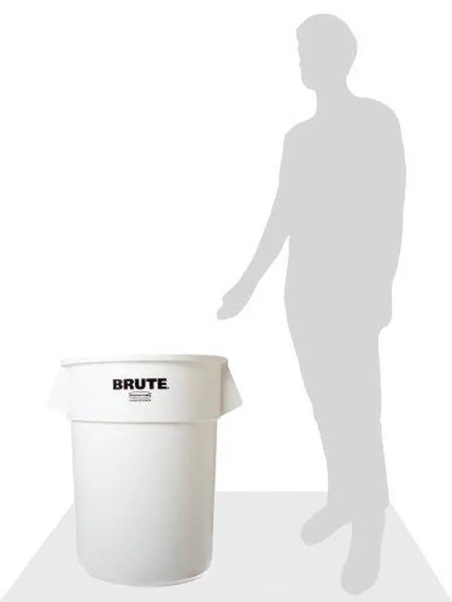 Alt view image 2 of 2 - Brute Heavy-Duty Round Waste/Utility Container with Venting Channels, 55-Gallon, White (FG265500WHT)