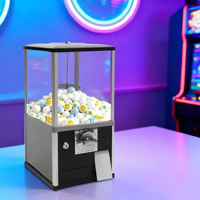 Alt view image 5 of 6 - Big Capsule Vending Machine,25 Cent Commercial Vending Machine,Gumball Machine,Coin Operated Vending Machines for 1.77in Capsule,Dispenser Prize Machine for Game Stores(Black)