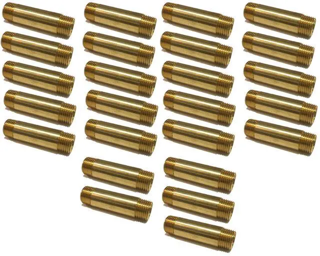Main image of Brass Long Nipple 1/2" X 1/2", 3" Length, Male NPT MNPT Fuel/AIR/Water/Oil/Gas WOG (Qty 25)