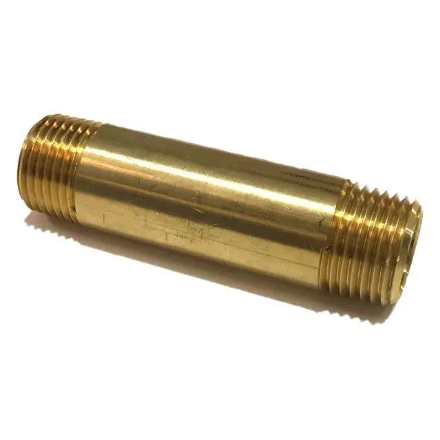Alt view image 2 of 3 - Brass Long Nipple 1/2" X 1/2", 3" Length, Male NPT MNPT Fuel/AIR/Water/Oil/Gas WOG (Qty 25)