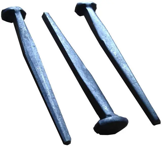 Main image of 3- Wrought Head Iron Nails Antique Black rustic restoration accent nails for hanging, furniture, cabins, shutters & flooring Decorative clavos nails Distinct wrought rose head 3 in