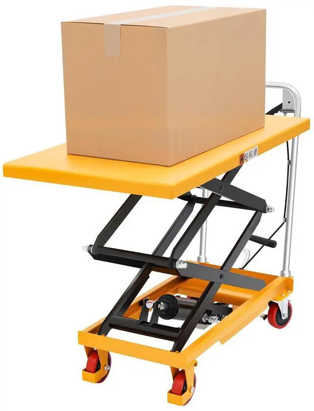 Main image of Hydraulic Lift Table Cart, 770 Lbs Capacity, Manual Hydraulic Lifting Cart, 51in Max Lift Height, Double Scissor Hydraulic Lift Table Cart with 4 Wheels for Handling (770lbs)