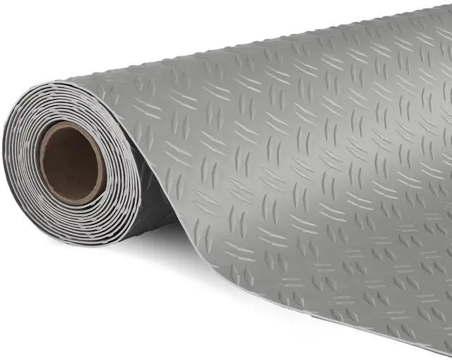 Main image of 7.5 X 17 FT Garage Floor Mat,Thickened Double Diamond Plate Garage Floor Covering, PVC Garage Flooring Roll for Under Car,Garage, Warehouse, Gyms, Trailer,Gray