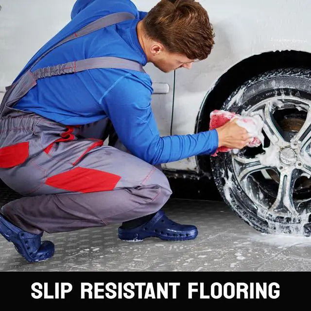 Alt view image 6 of 6 - 7.5 X 17 FT Garage Floor Mat,Thickened Double Diamond Plate Garage Floor Covering, PVC Garage Flooring Roll for Under Car,Garage, Warehouse, Gyms, Trailer,Gray