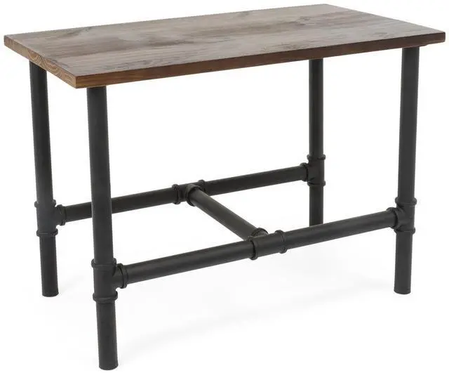 Main image of Natural Wood Pipeline Table, Metal and Pine Wood Construction Black and Brown Finish (PPLNNSTSMB)