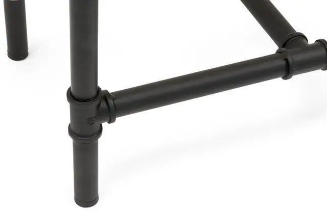 Alt view image 3 of 3 - Natural Wood Pipeline Table, Metal and Pine Wood Construction Black and Brown Finish (PPLNNSTSMB)