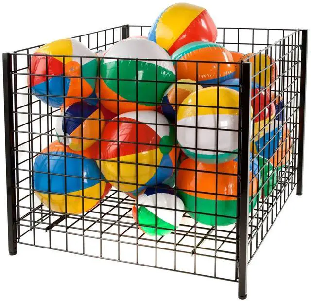 Main image of 36" Square Grid Dump Bin with Levelers, Heavy Duty Retail Display, Black