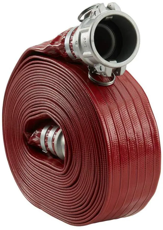 Main image of Pump Water Hose - Red PVC Drain Backwash Discharge Hose - Camlock Fittings 2" x 50'
