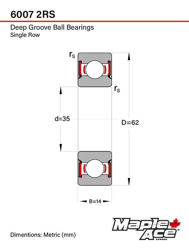 Alt view image 3 of 6 - 6007-2RS Ball Bearing 35x62x14mm 6007 2RS Rubber Sealed (Qty 50)