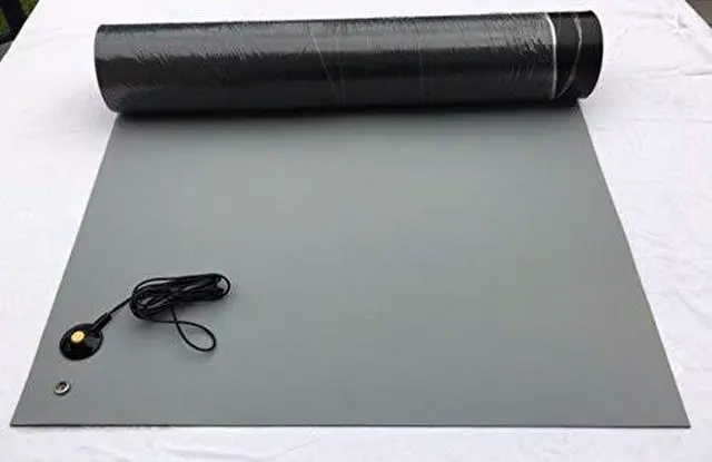 Main image of Rubber ESD Anti-Static HIGH Temperature Soldering MAT-30" X 72" (2.5' x 6') - 0.08" Thick- with Ground Cable-Gray