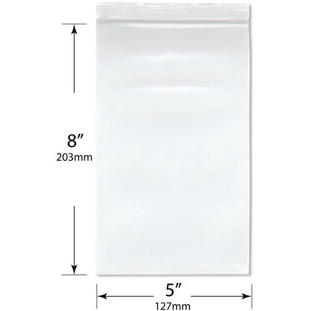 Alt view image 2 of 3 - 5" x 8" (Pack of 500), 8 Mil Extra Thick Heavy Duty Zipper Reclosable Plastic Bags