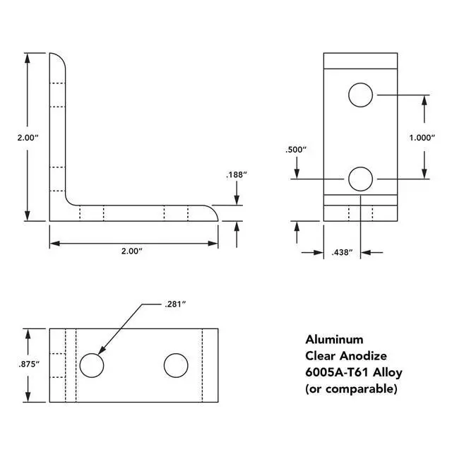 Alt view image 3 of 6 - 8020, 4115, 10 Series Aluminum 4 Hole Tall Inside Corner Bracket 90 Degree Angle Bracket for T Slot Extruded Aluminum Extrusion (10, Black Anodize)