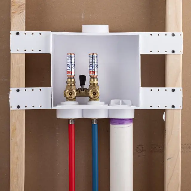 Main image of 38577 Quadtro Washing Machine Outlet Box F1807 PEX Tail Piece, Single Lever with Water Hammer, 2" Hub