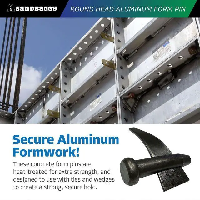 Alt view image 4 of 6 - Round Head Aluminum Form Pin - Concrete Formwork Wedge Pins - Construction Grade Heat-Treated Steel - Reusable (250)