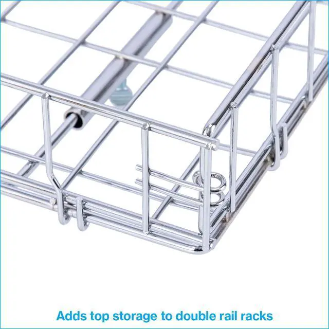 Alt view image 2 of 6 - Wire Basket Topper for Double Rail Clothing Rack - 52 ½ L x 22 ½ W