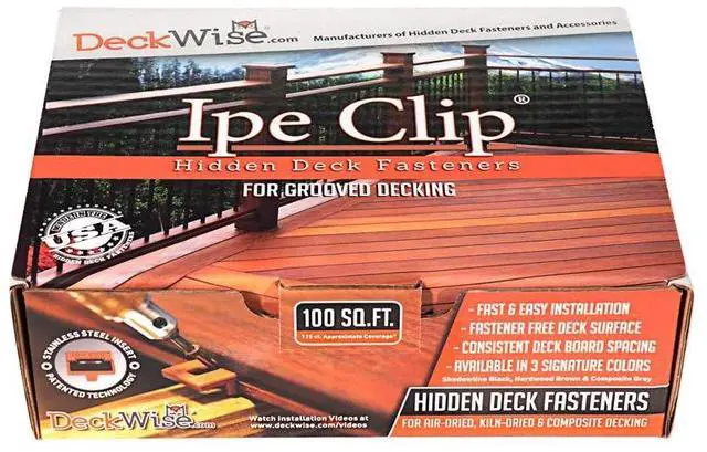Main image of (Black) Ipe Clip EXTREMEKD Hidden Deck Fasteners, 1/4" Spacing, Stainless Steel Black #8x2 Trim-Head Screws for 100 Sq. Ft. of KD Hardwood, Thermal or Composite Decks (175 ct. Kit)