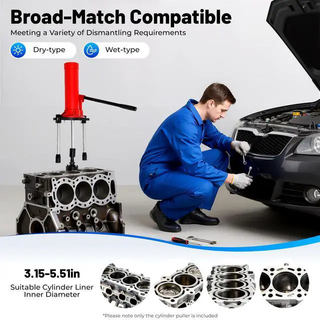 Alt view image 3 of 6 - 15T Cylinder Puller,Universal Hydraulic Cylinder Sleeve Liner Puller Jack Both Tool Wet & Dry Type 80mm-135mm Cylinders for disassembly Internal Combustion Engine and Cylinder Liner USA Stock