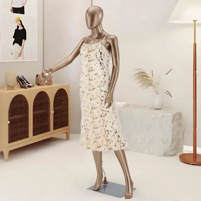 Main image of Female Mannequin Full Body Matte Gold - 70 Detachable Woman Dress Form Mannequins Realistic Metal Base for Clothing Shops