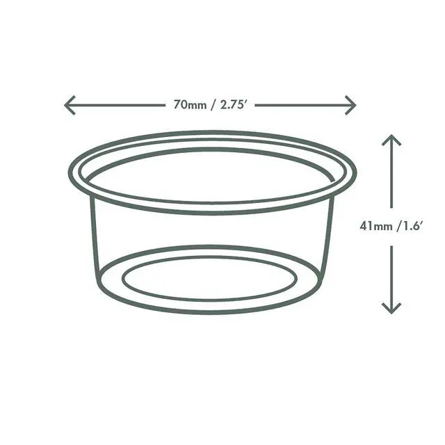 Alt view image 2 of 3 - Compostable Clear PLA Plastic 3oz Containers, Case of 2000, Small Portion Condiment Sauce Containers, Renewable Plant-Based Sample Cups, Lid Available, Disposable