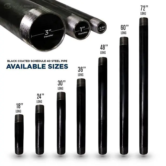 Alt view image 5 of 6 - 1-1/4 Inch Black Pipe, One And Quarter Inch Malleable Steel Pipes Fitting Build DIY Vintage Furniture, 1-1/4" x 36" (Pack Of 5)