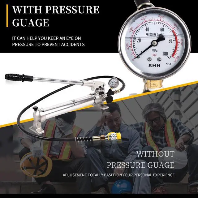 Alt view image 6 of 6 - CP-700 Hydraulic Pumps Hand Operated Pump 10000Psi - 900CC Aluminum Alloy Single Acting and 1.8M Hose with Pressure Gauge