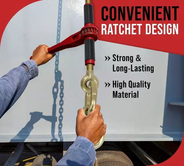 Alt view image 4 of 6 - 4 Pack 5/16" - 3/8" Ratchet Chain Binder w/Rubber Grips - 7100 lbs WLL Closed Body Ratchet Lever Load Binder - Tie Down Hauling Chain Binders for Flatbed Truck Trailer