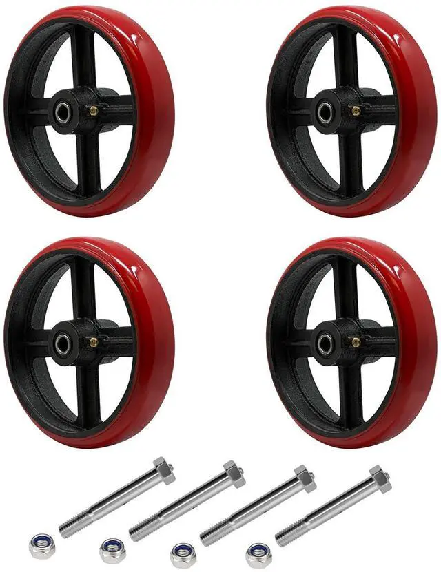 Main image of 8 inch Heavy Duty Caster Wheel-Industrial Caster Wheels, Polyurethane Tread Cast lron Wheels(Crown)- Set of 4 with up to 6000LB Capacity