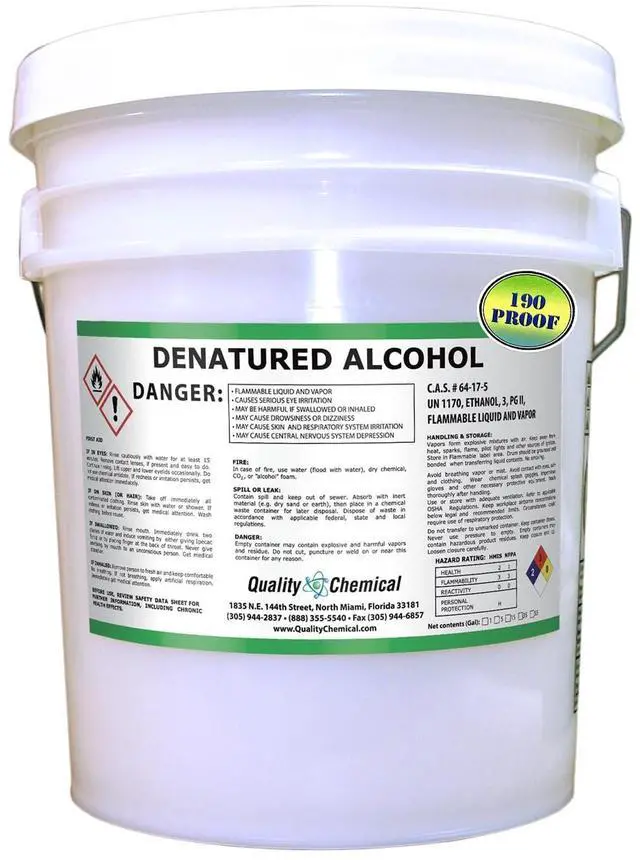 Main image of Denatured Alcohol 190-5 Gallon Pail - 640 oz (Pack of 1)