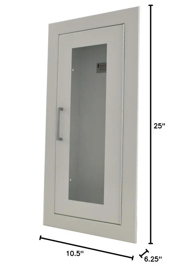 Alt view image 2 of 2 - 2409-R2 Recessed Fire Extinguisher Cabinet-White Baked Enamel-Full Clear Acrylic Door