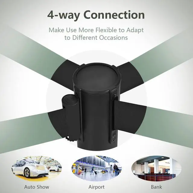 Alt view image 2 of 6 - 6Pcs Stanchions, Crowd Control Barriers with 6.5' Retractable Belt, Stainless Steel Stanchion Posts Queue Line Pole, 35" Height, Easy Connect Assembly