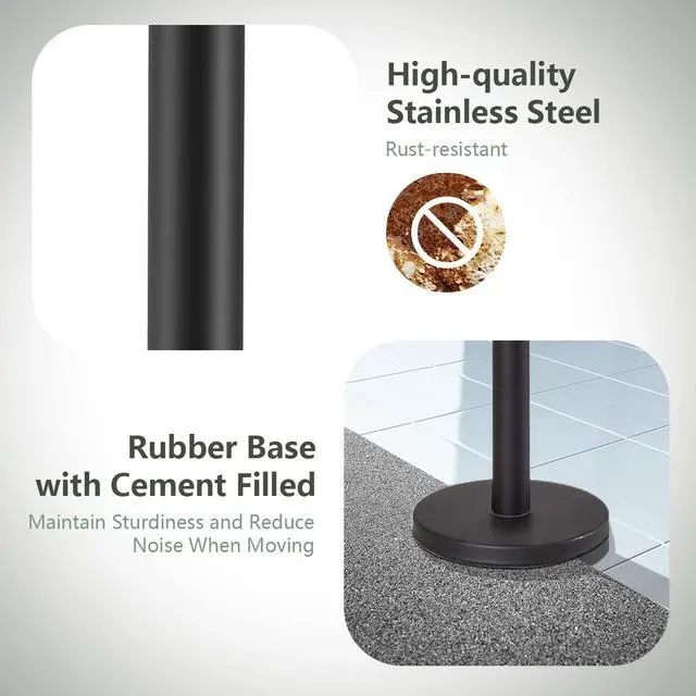 Alt view image 5 of 6 - 6Pcs Stanchions, Crowd Control Barriers with 6.5' Retractable Belt, Stainless Steel Stanchion Posts Queue Line Pole, 35" Height, Easy Connect Assembly