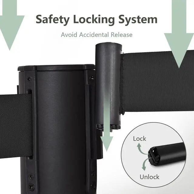 Alt view image 6 of 6 - 6Pcs Stanchions, Crowd Control Barriers with 6.5' Retractable Belt, Stainless Steel Stanchion Posts Queue Line Pole, 35" Height, Easy Connect Assembly