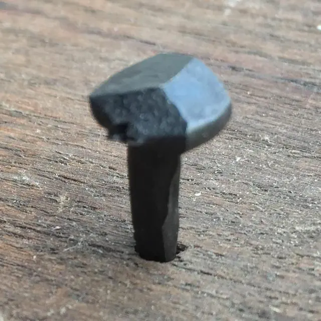 Alt view image 3 of 6 - 5/8- Wrought Head Iron Nails Antique Black rustic restoration accent nails for hanging, furniture, cabins, shutters & flooring Decorative clavos nails Distinct wrought rose head 5/8 in