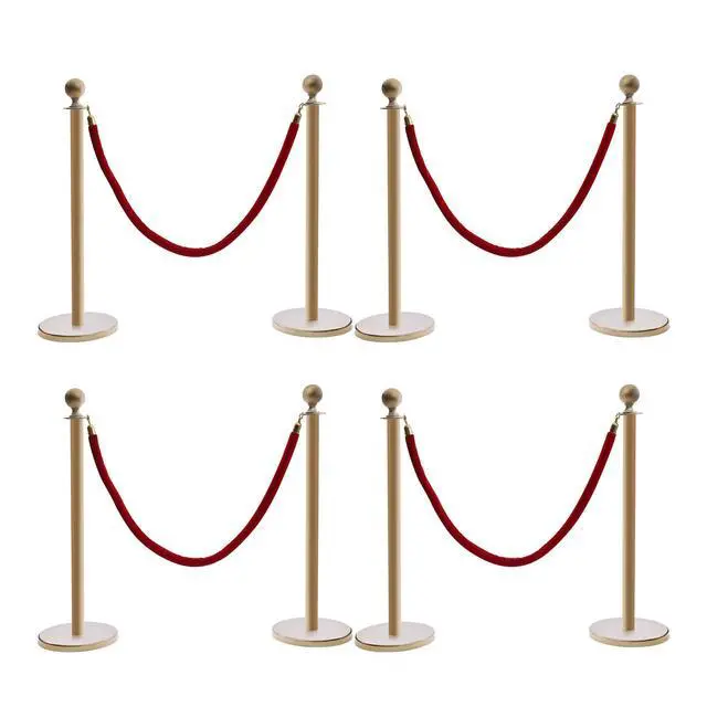 Alt view image 2 of 6 - 8 Pcs Gold Stanchion Posts Queue, Crowd Control Barriers with 5 Feet Velvet Ropes and 39.4 Inch Posts, Red Carpet Safety Barrier, Line Dividers for Party Theater Hotel, Weddings, Museums