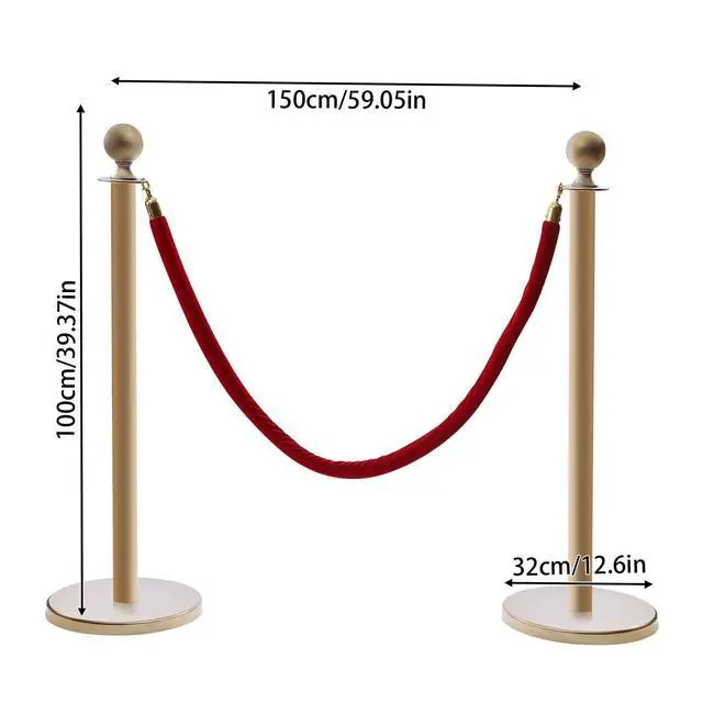 Alt view image 3 of 6 - 8 Pcs Gold Stanchion Posts Queue, Crowd Control Barriers with 5 Feet Velvet Ropes and 39.4 Inch Posts, Red Carpet Safety Barrier, Line Dividers for Party Theater Hotel, Weddings, Museums