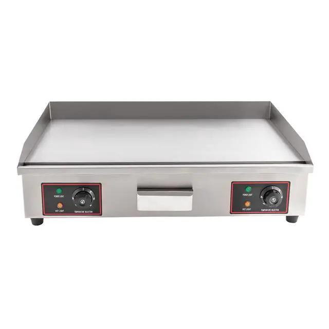 Alt view image 3 of 6 - Electric Flat Top Grill Indoor & Outdoor 3000W Commercial Countertop Griddle 28.7"x15.7" Stainless Steel Flat Top Teppanyaki Grill with Dual Independent Thermostatic Control(NO PLUG)