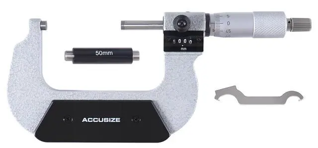 Alt view image 2 of 6 - Outside Micrometer, 50-75mm, BC20-3000 | 0.01 mm Resolution, Carbide Faces, Hardened Spindle, Fitted Case