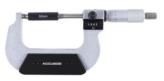 Alt view image 3 of 6 - Outside Micrometer, 50-75mm, BC20-3000 | 0.01 mm Resolution, Carbide Faces, Hardened Spindle, Fitted Case