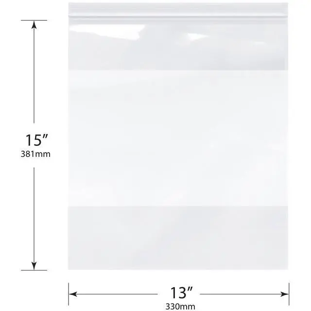Alt view image 2 of 2 - 13" x 15" (Case of 1,000), 2 Mil with White-Block Zipper Reclosable Plastic Bags