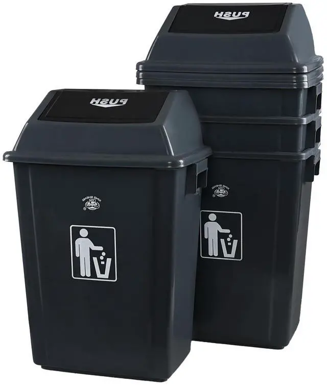Main image of Plastic 15 Gallon Trash Can, 4 Packs Large Kitchen Garbage Bins with Swing Lid
