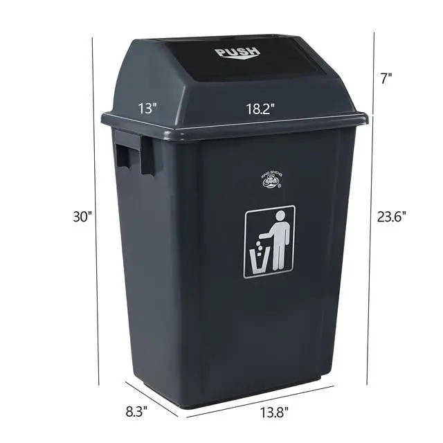 Alt view image 2 of 6 - Plastic 15 Gallon Trash Can, 4 Packs Large Kitchen Garbage Bins with Swing Lid