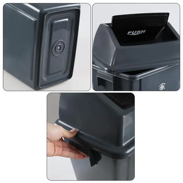 Alt view image 3 of 6 - Plastic 15 Gallon Trash Can, 4 Packs Large Kitchen Garbage Bins with Swing Lid
