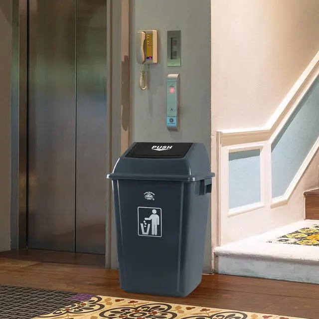 Alt view image 4 of 6 - Plastic 15 Gallon Trash Can, 4 Packs Large Kitchen Garbage Bins with Swing Lid