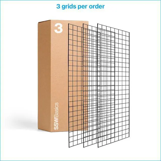 Alt view image 6 of 6 - 2' X 6' Wire Grid Panel - Black (Pack of 3)